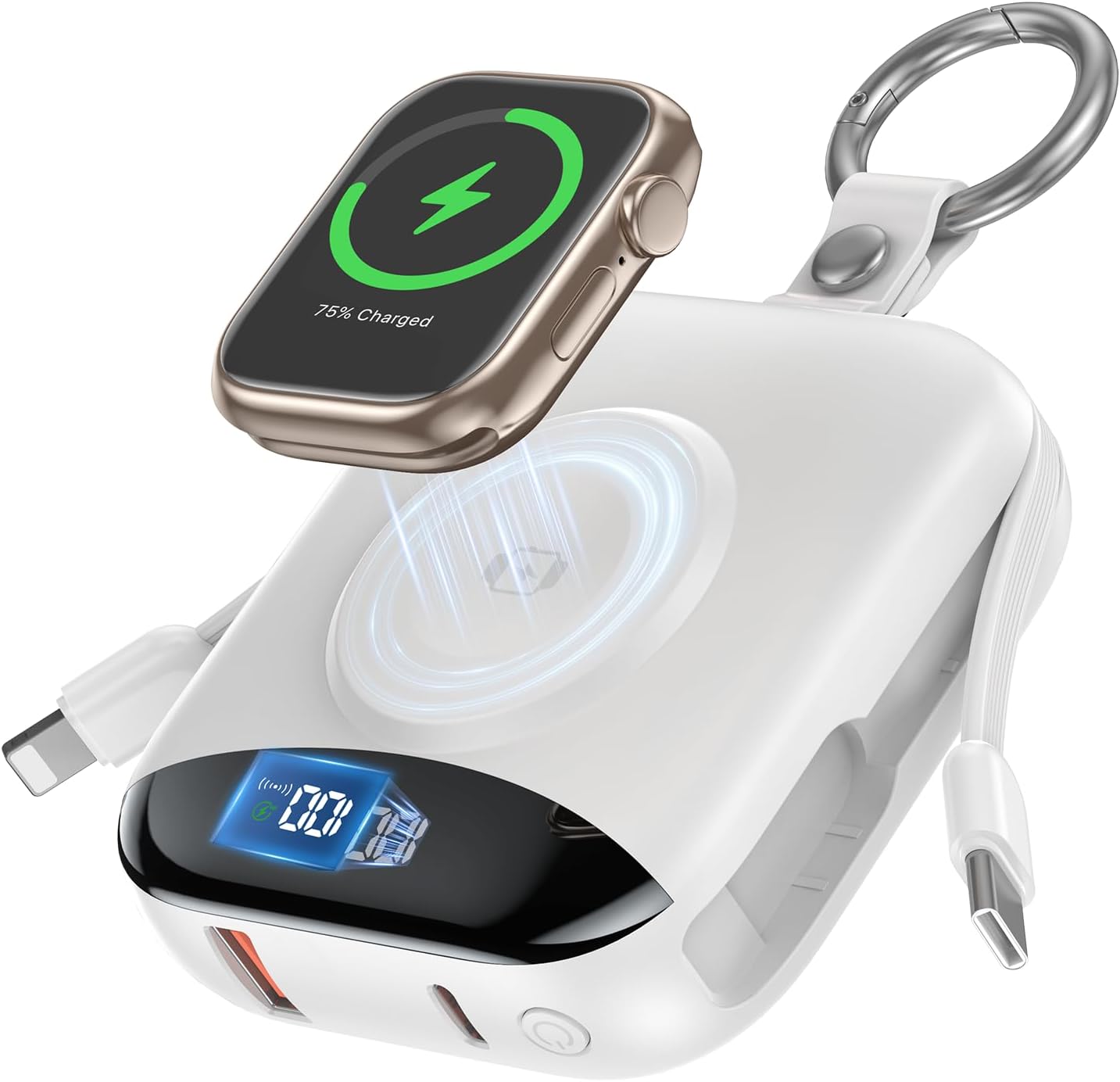 Portable Power Bank 10000mAh with Fast Charging and Built-in Cables