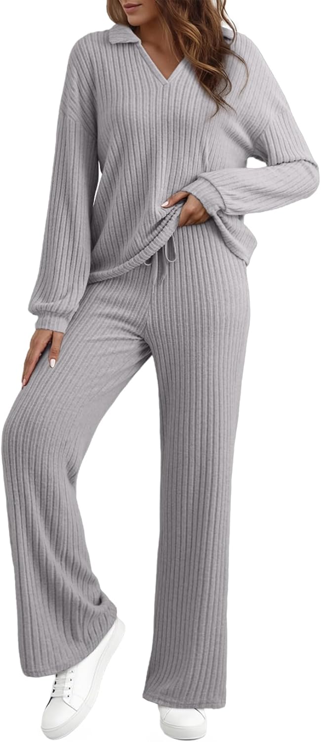EVALESS Womens Pajama Sets Long Sleeve Sleepwear for Comfort