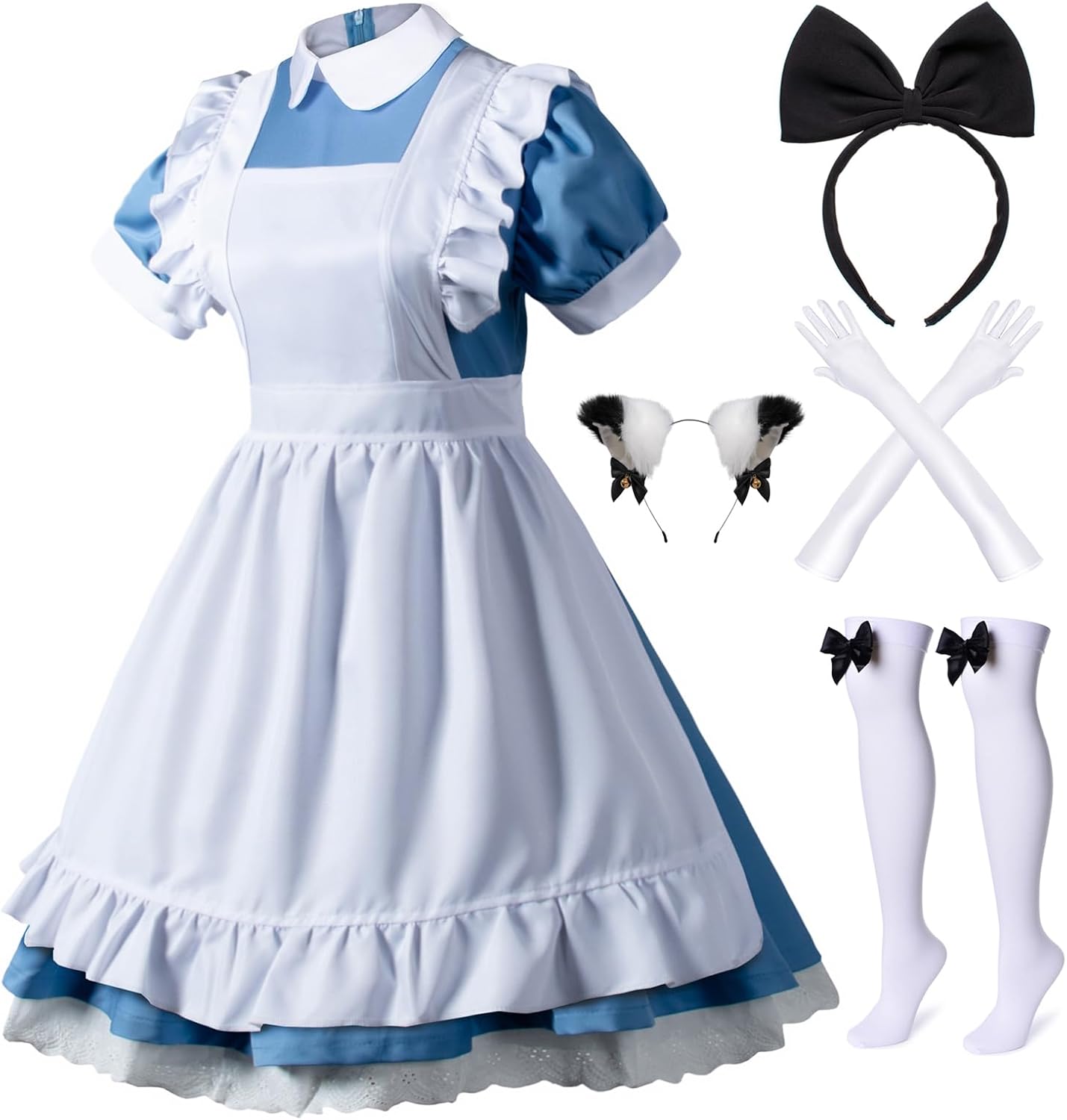 Wannsee Japanese Anime 6Pcs Lolita French Maid Costume Set