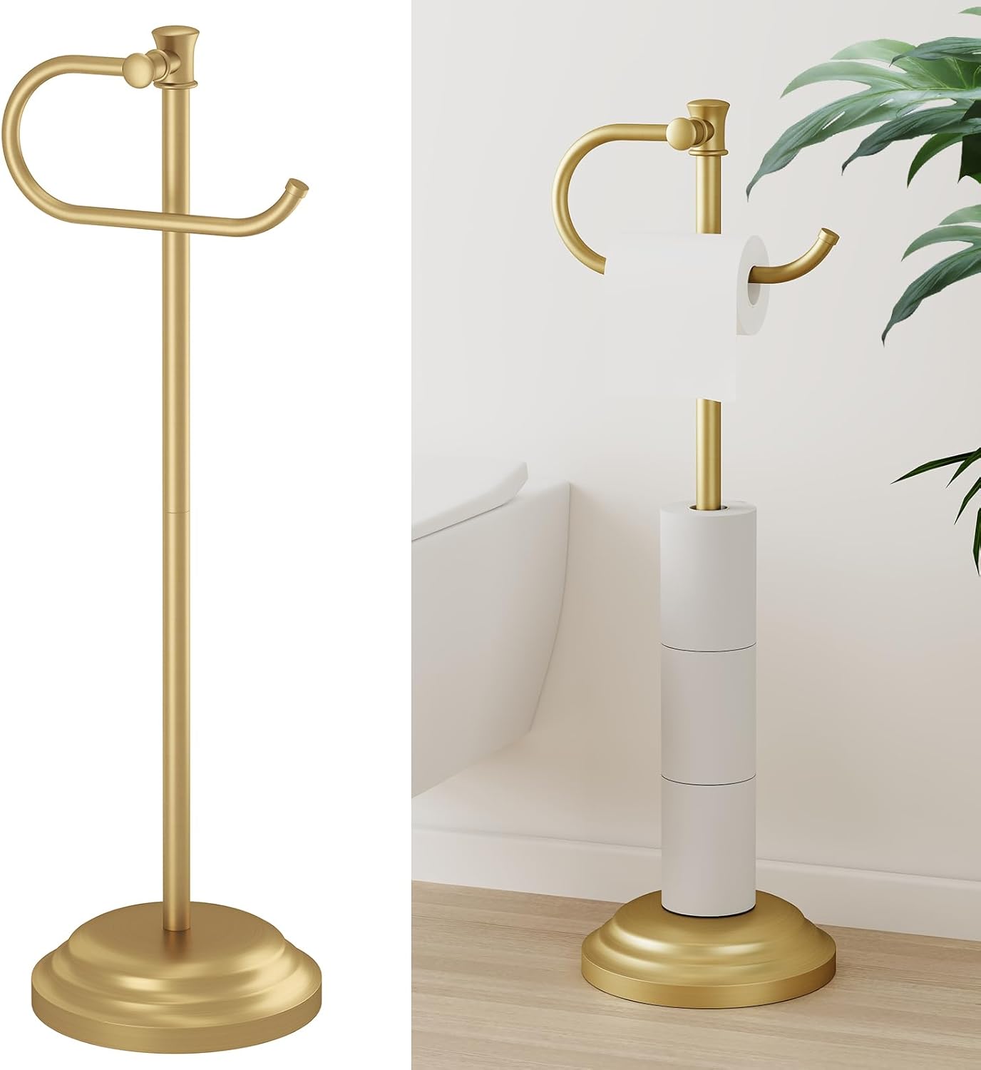Hoimpro 25 in Toilet Paper Roll Holder with Shelf Storage Stand