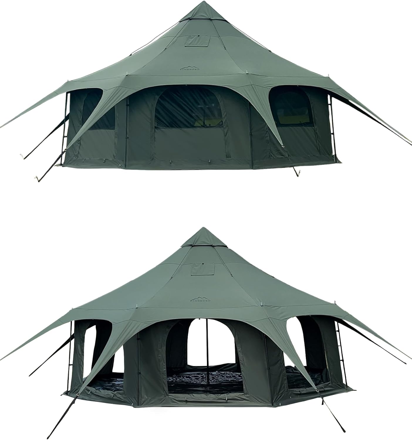 Kanggogo Cotton Canvas Bell Tent - Windproof & Breathable, Family Glamping