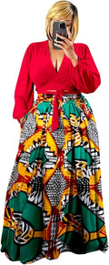 Plus Size Women's 2 Piece Outfits Casual Wrap Crop Top Maxi Dress skin