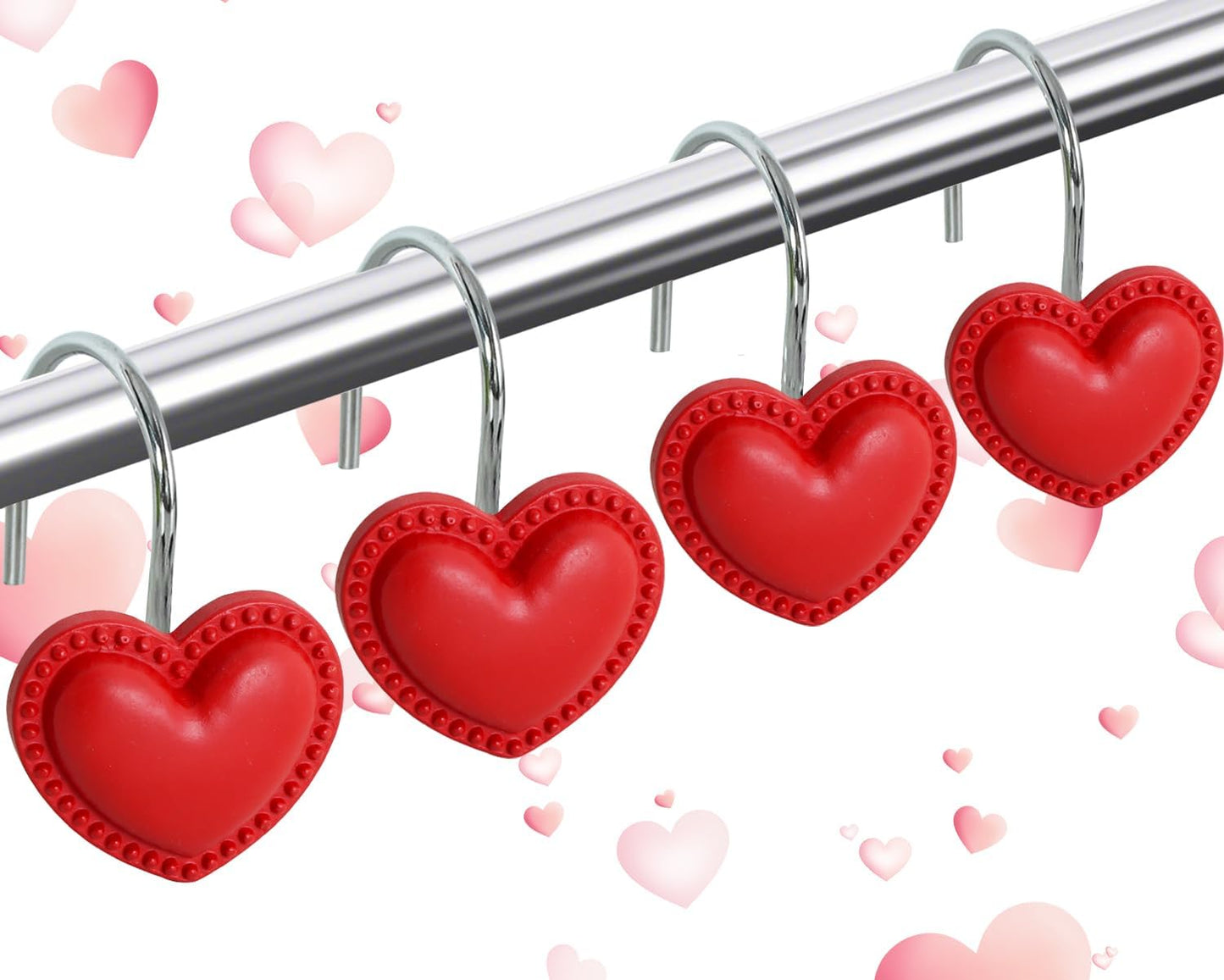 Valentine's Day Heart Shower Hooks Set - Romantic Bathroom Upgrade