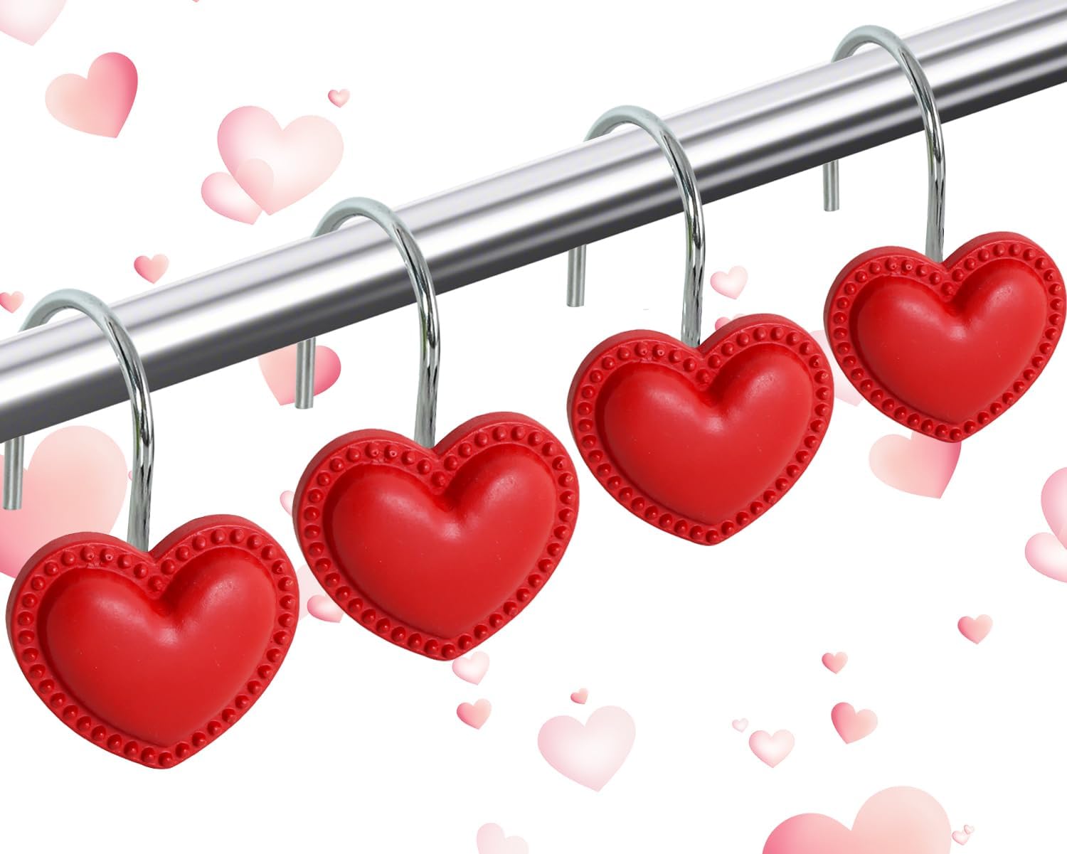 Valentine's Day Heart Shower Hooks Set - Romantic Bathroom Upgrade