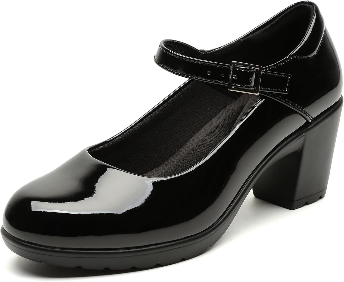 Womens Mary Jane Dress Shoes with Chunky Low Block Heels 7CM