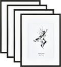 16x20 Picture Frame Set of 4 - Matted to 11x14, Black Solid Wood
