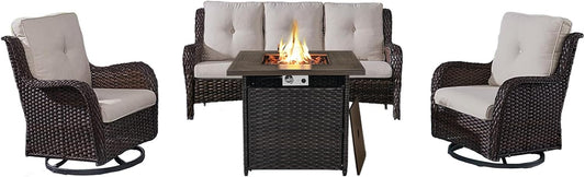 Outdoor Patio Furniture Set with Propane Fire Pit Table