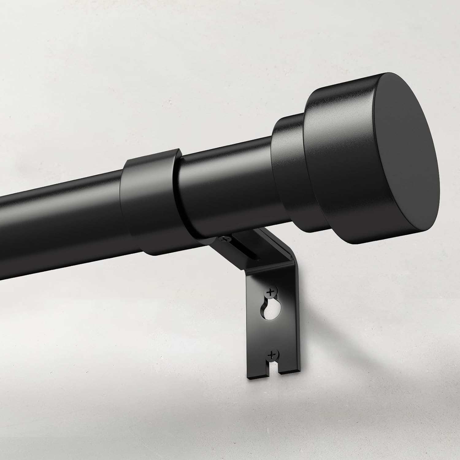 Adjustable 1 Black Curtain Rod - Easy Install, Modern Design