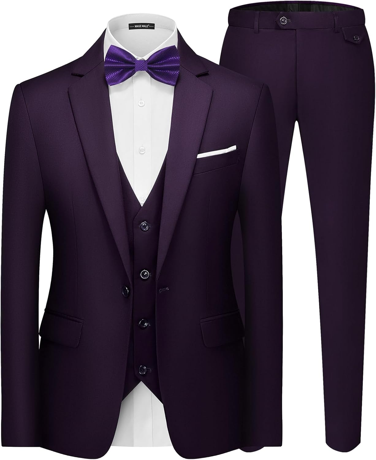 Elegant Solid One Button Slim Fit Suit Set for Men - MAGE MALE