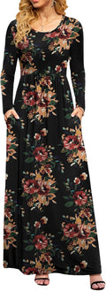 DB MOON Women Casual Long Sleeve Maxi Dress with Pockets (Style G7HN)
