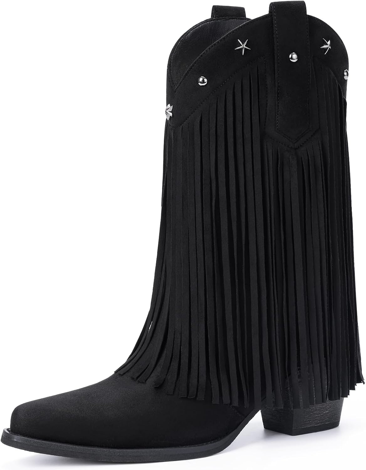 Fringe Cowboy Boots for Women with Star Studded Design