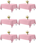 Pink Fabric Rectangle Table Cloth 60 in x 102 in - 6 Pack Practical