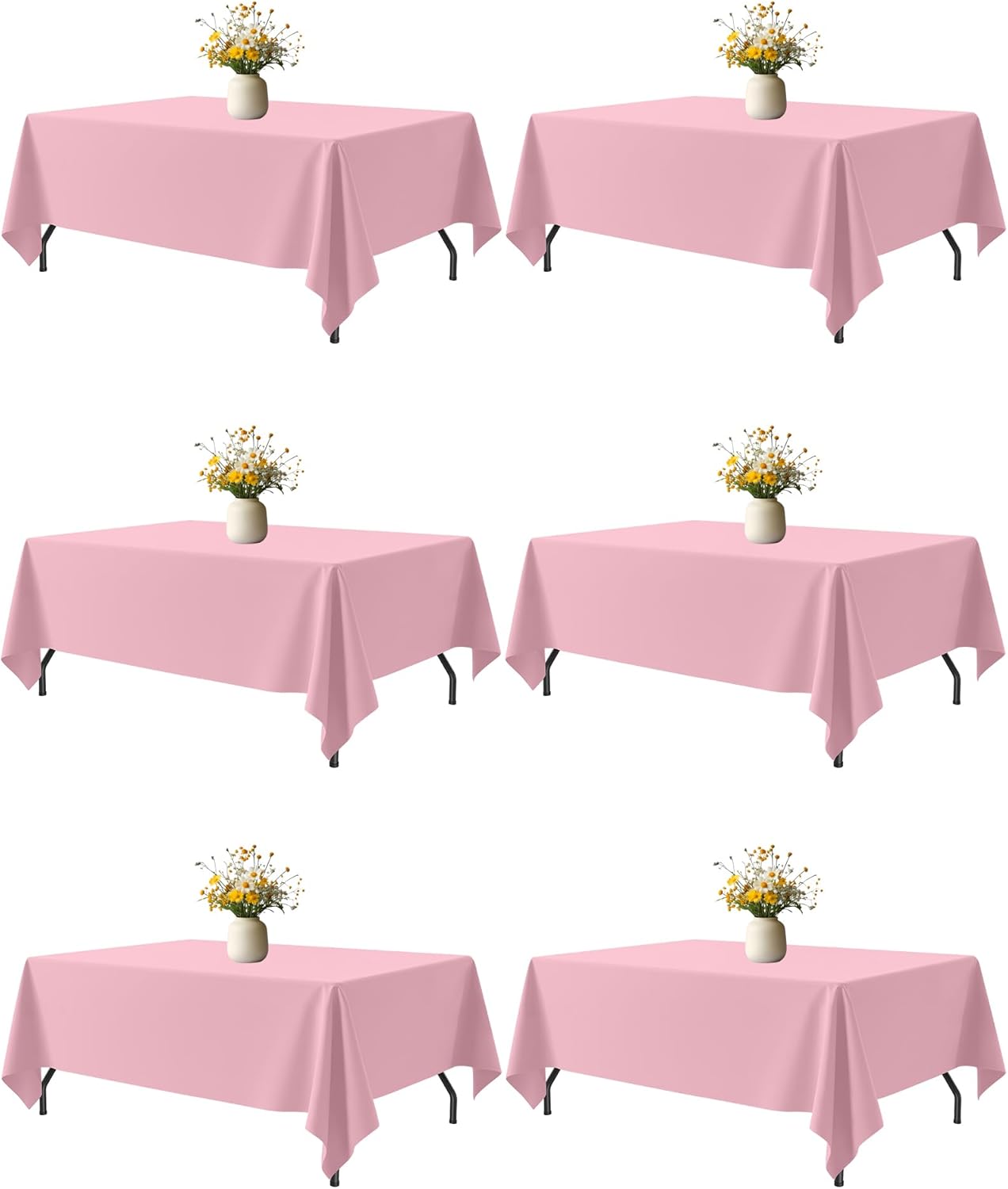 Pink Fabric Rectangle Table Cloth for 5FT Tables - 6 Pack