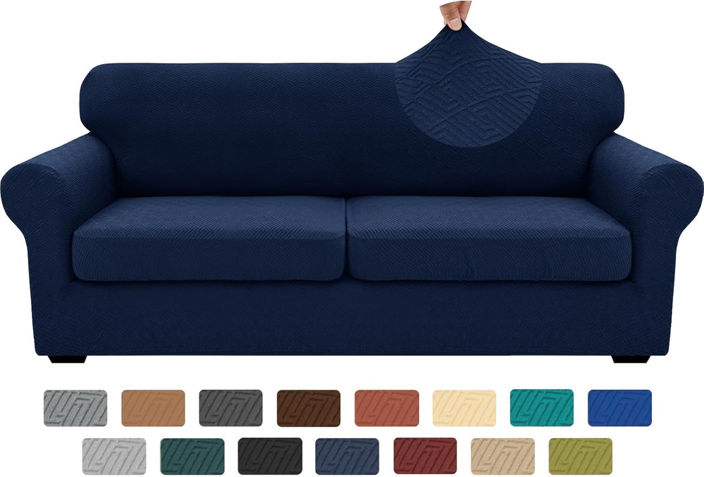 XINEAGE 3 Pieces Couch Covers for 2 Extra Large Cushions
