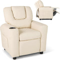 Kids Recliner Chair with Cup Holder - PU Leather Toddler Sofa