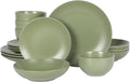 Gibson Home Queenslane 16 Piece Dinnerware Set in Matte Green
