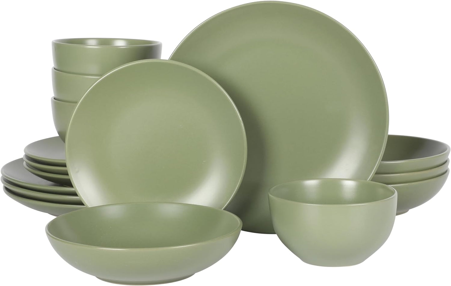 Gibson Home Queenslane 16 Piece Dinnerware Set in Matte Green