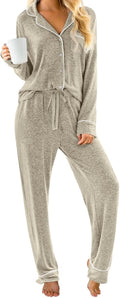 PrinStory Womens Pajama Sets Long Sleeve Pajamas Set (Style DHH6)