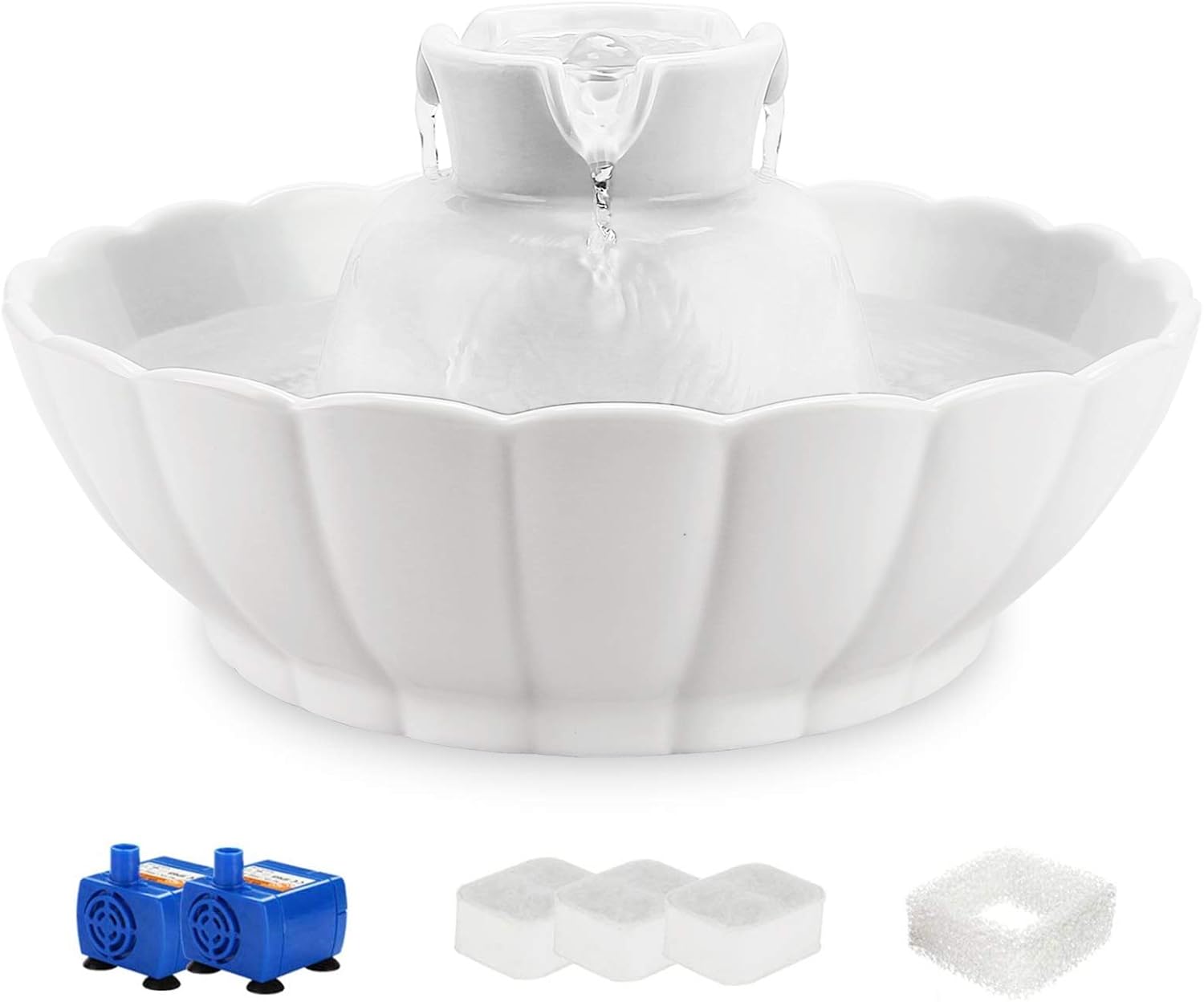 iPettie Tritone Ceramic Cat Water Fountain for Healthy Hydration