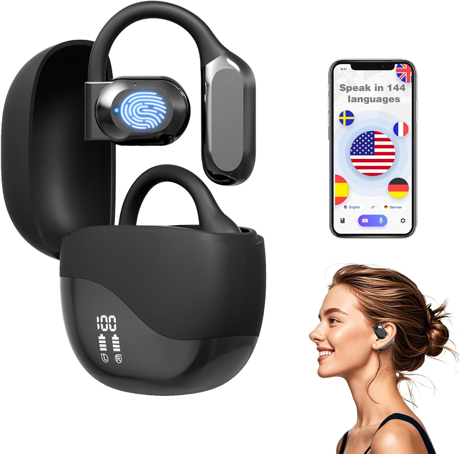 AI Language Translator Earbuds - 144 Languages!