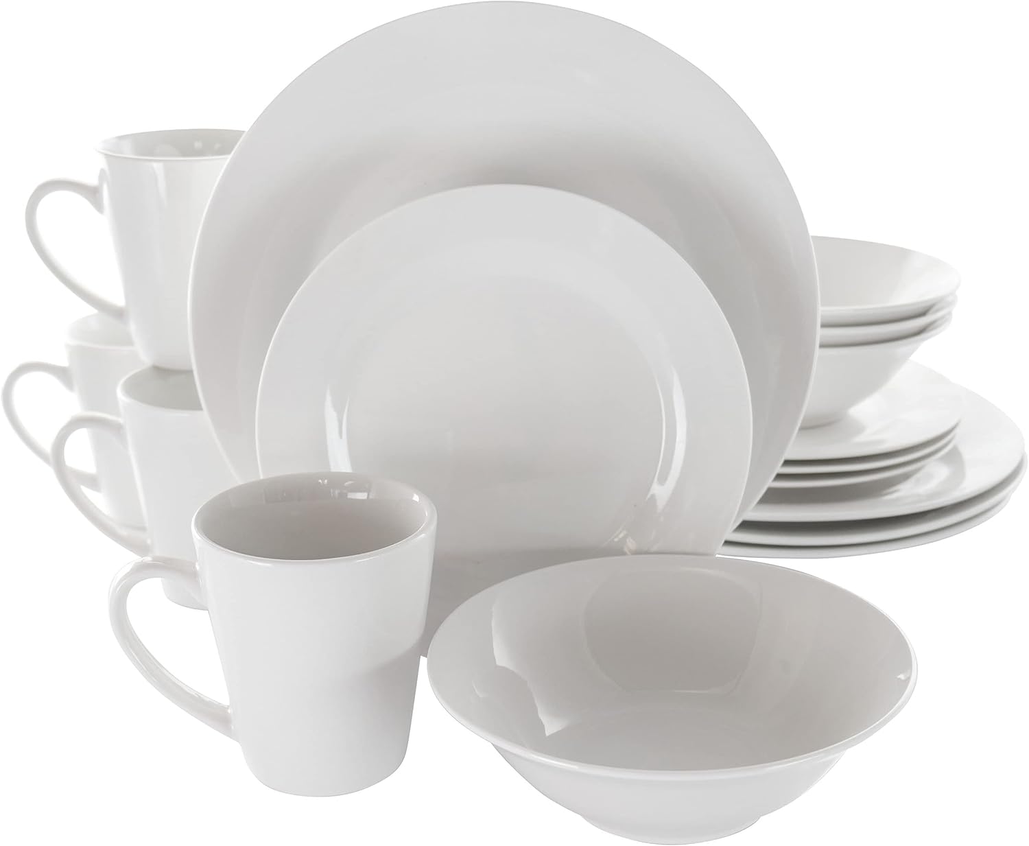 Elama 16 Piece Porcelain Dinnerware Set for Four - White Round