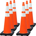 36 in Extra Large Traffic Cones 6 Pack - Heavy-Duty Stability