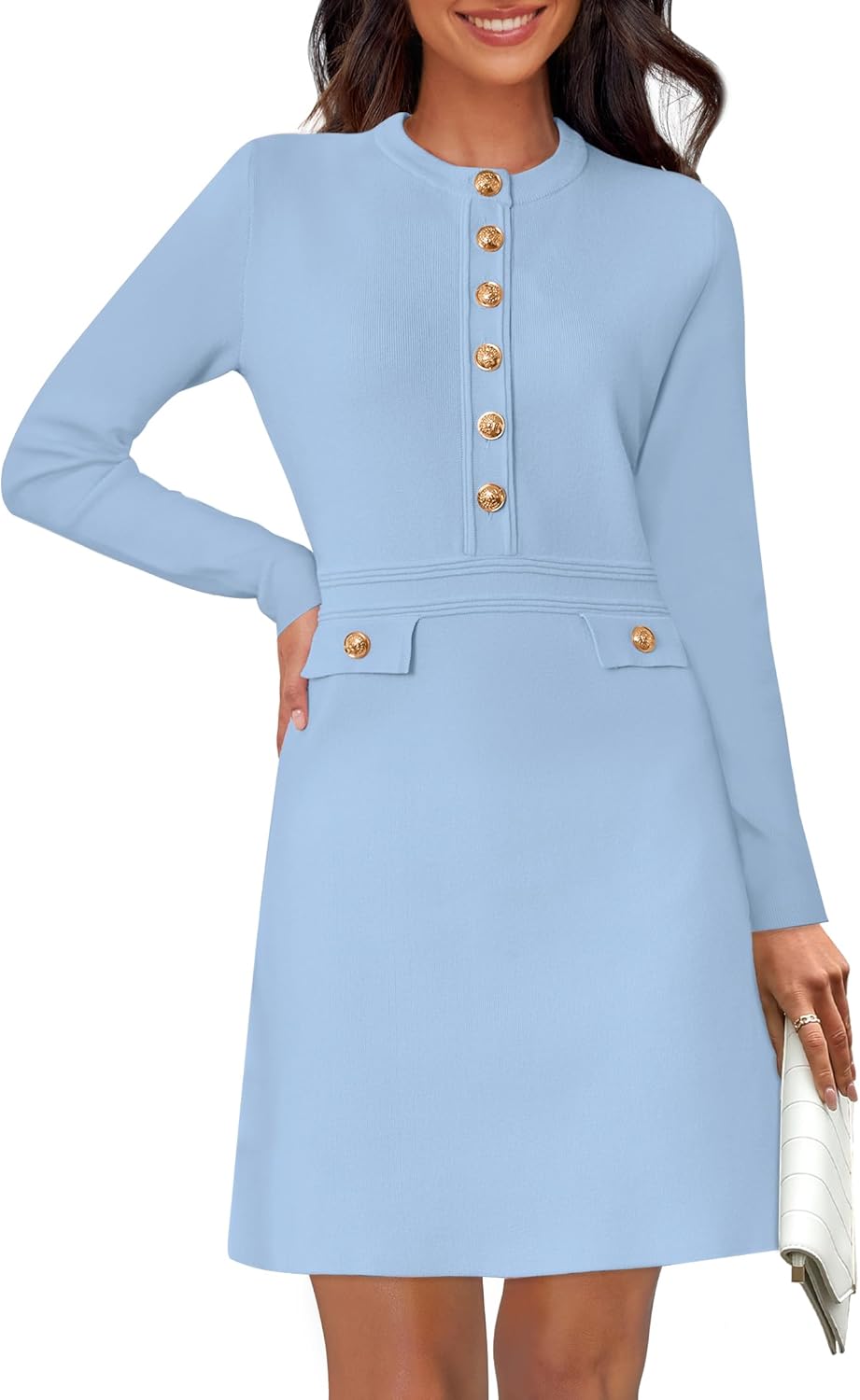Elegant Women's Mini Sweater Dress for Fall and Winter Events