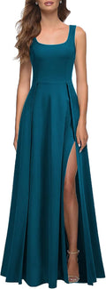 MUSHARE Women's Square Neck Split Cocktail Maxi Dress - Elegant Fit on