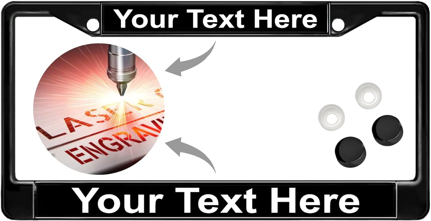 Custom Personalized Black Powder-Coated Metal License Plate Frame
