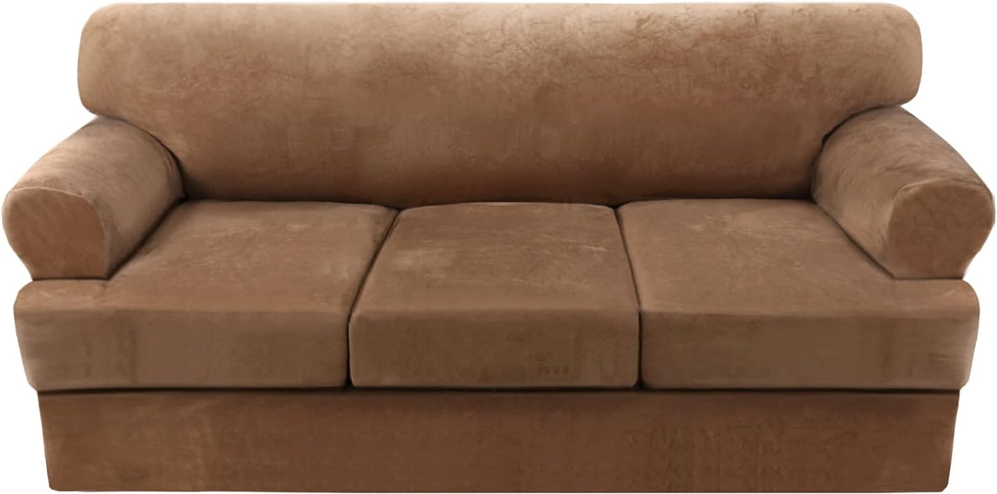 Sofa Cover 4 Piece T Cushion Slipcovers for 3 Cushion Couch