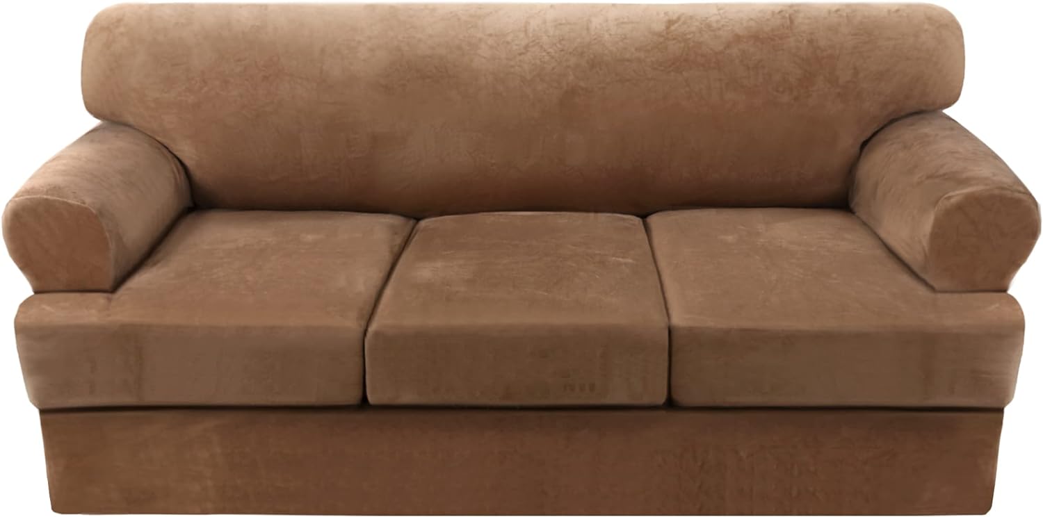 Sofa Cover 4 Piece T Cushion Slipcovers for 3 Cushion Couch
