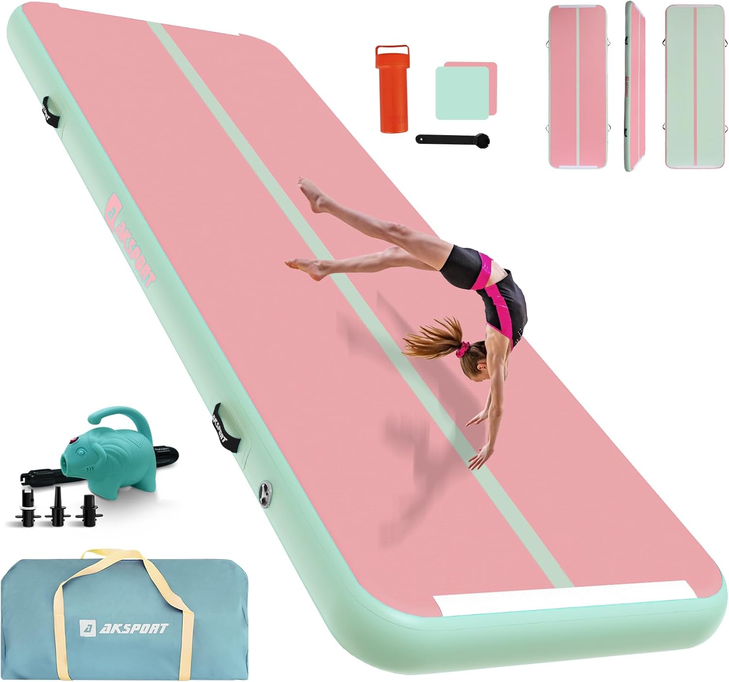 AKSPORT Inflatable Gymnastics Mat for Home Use and Training