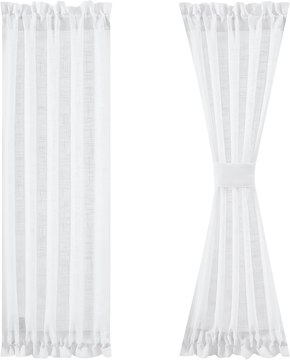 White Linen-Textured 72 Door Panel Curtains