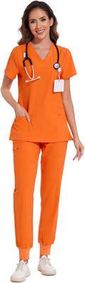 COZYFIT Scrubs for Women Set - Stretch V-Neck Top (Style QTGY)