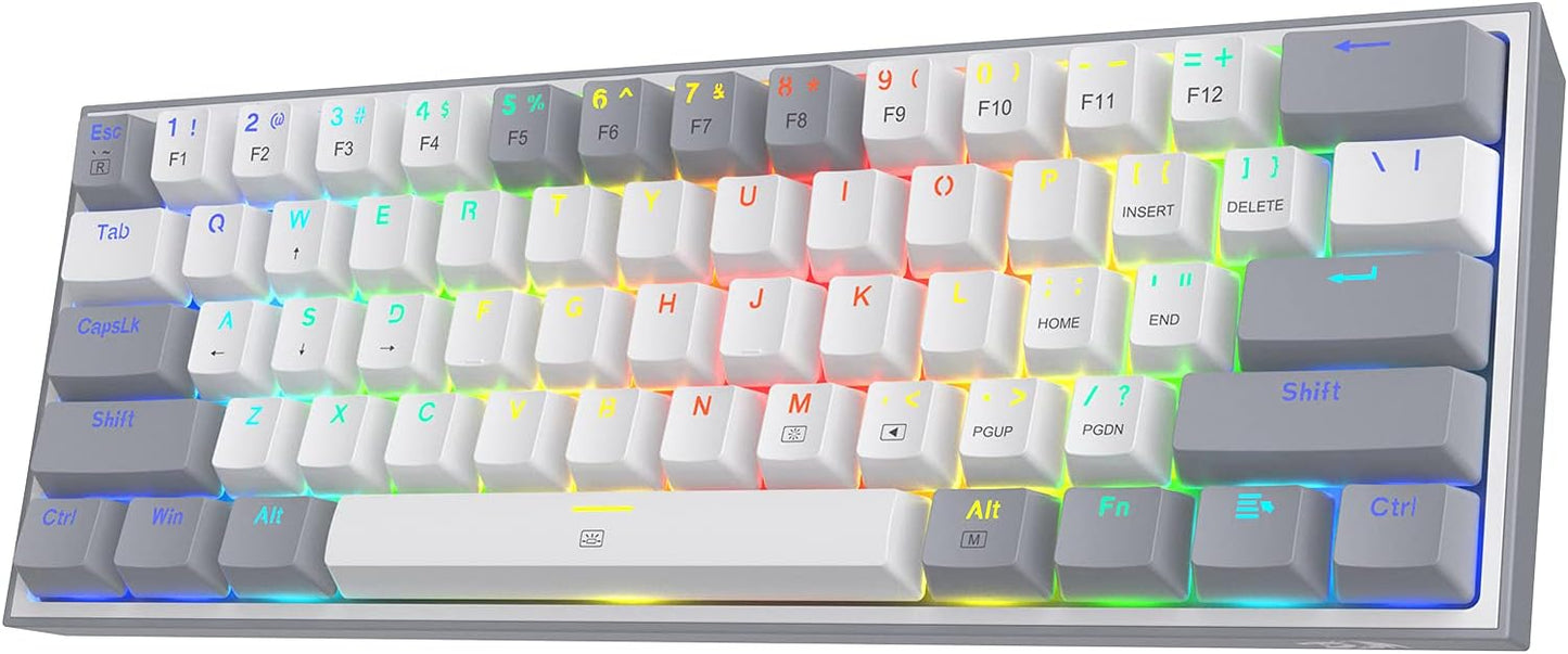 Redragon K617 Fizz 60% Mechanical Keyboard - Compact with Hot-Swap, Linear Red Switch