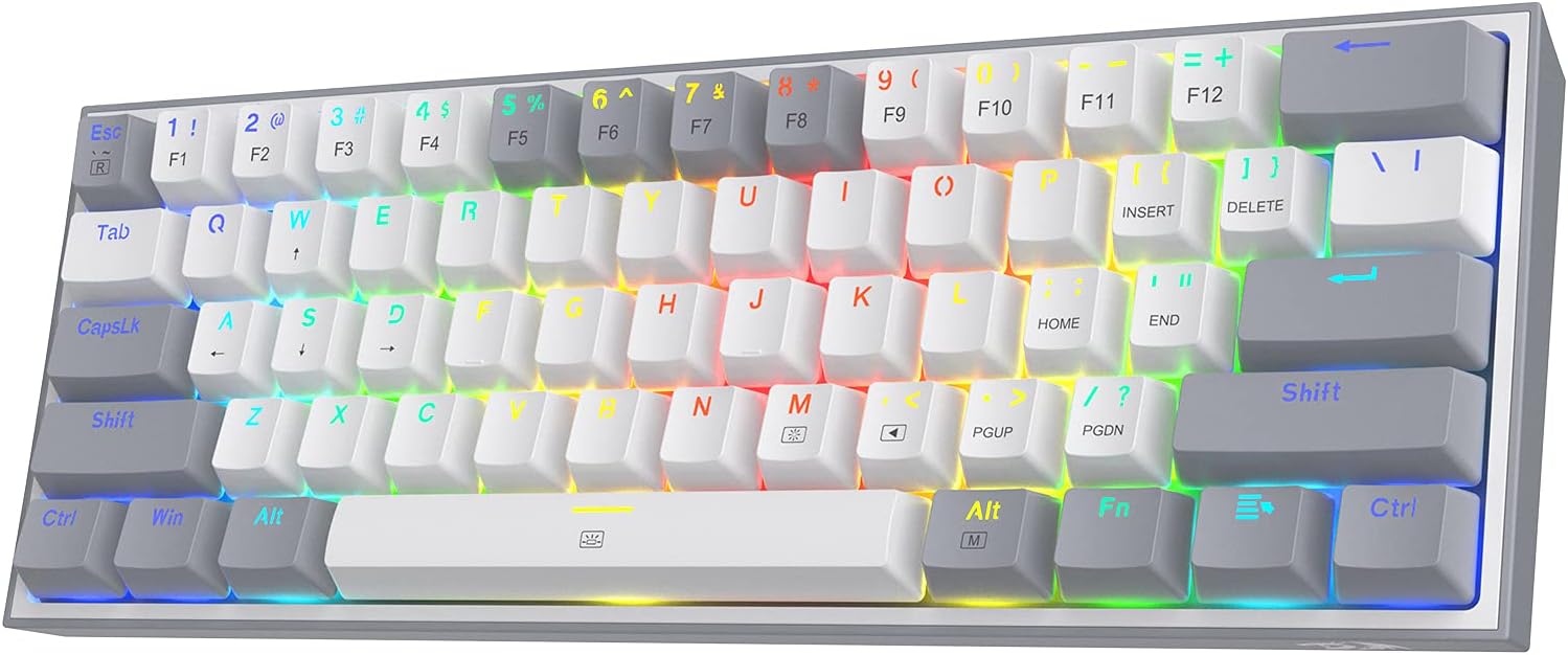 Redragon K617 Fizz 60% Mechanical Keyboard - Compact with Hot-Swap, Linear Red Switch