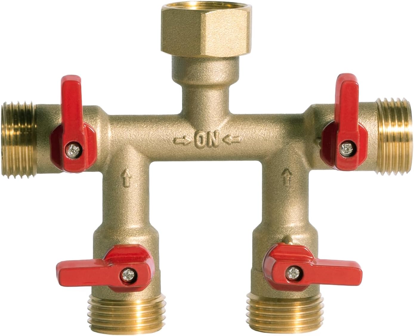 HQMPC Hose Splitter 4 Way Heavy-Duty Brass Garden Faucet Connector