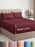 Extra Deep Pocket Cal King Sheets Burgundy - 4 Piece Microfiber Set