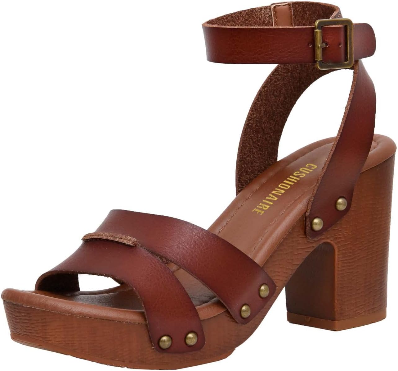 CUSHIONAIRE Women's Sandra Faux Wood Sandal with LiteSole Tech