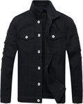 Men's Denim Jacket Distressed Slim Fit Trucker - Vintage Style