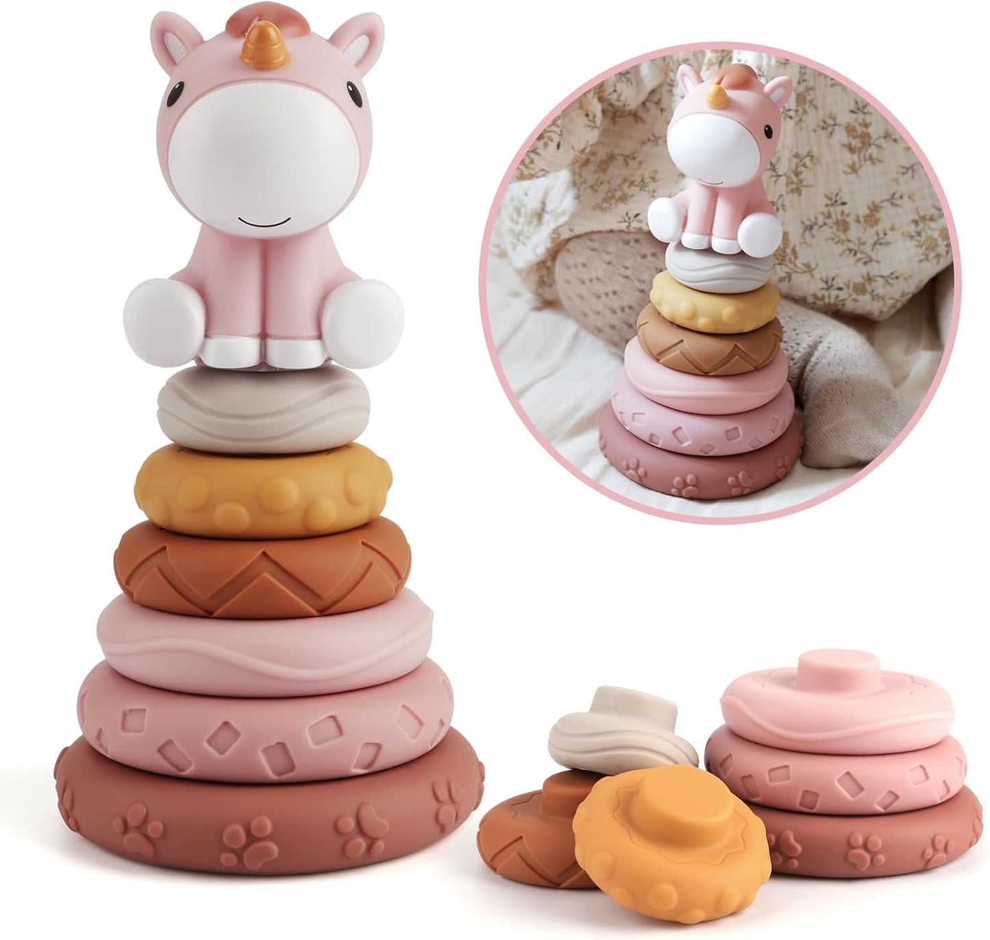 Nueplay 7 Pcs Stacking Baby Toys with Teething Features
