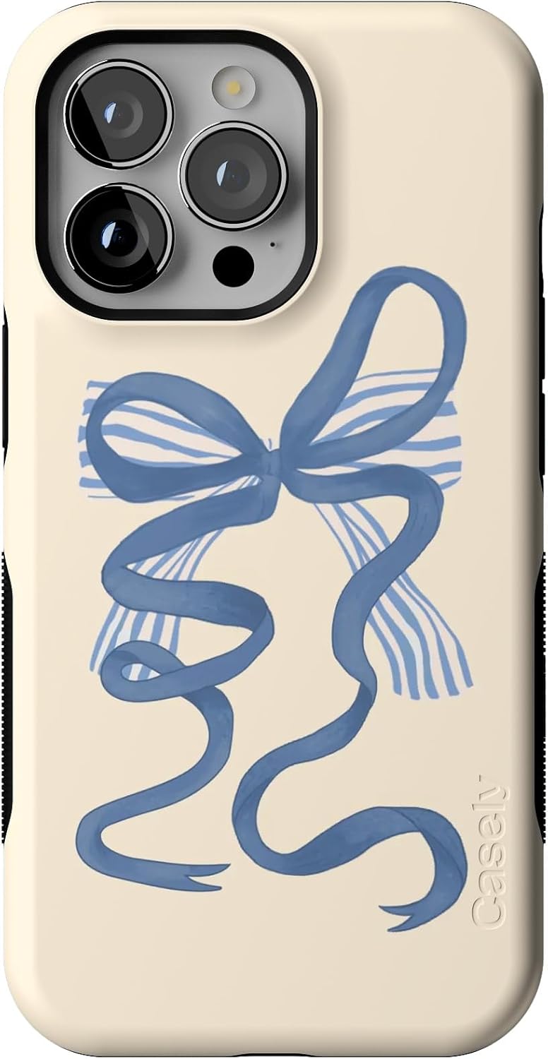 Casely iPhone 13 Pro Case - Heartstrings Blue Bow Design