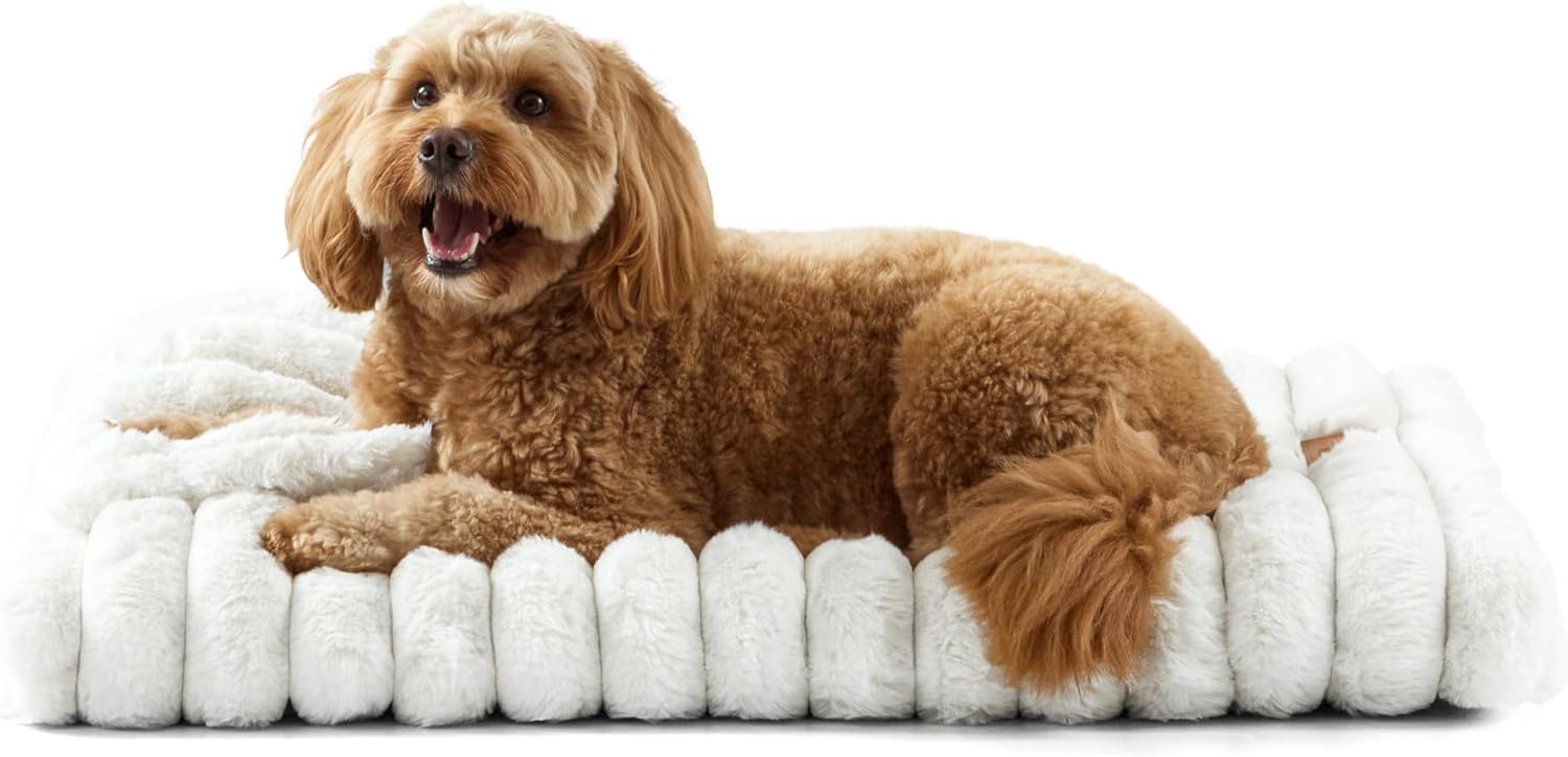CuddleTown Ribbed Bubble Stripe Pillow Pet Bed for Small Pets