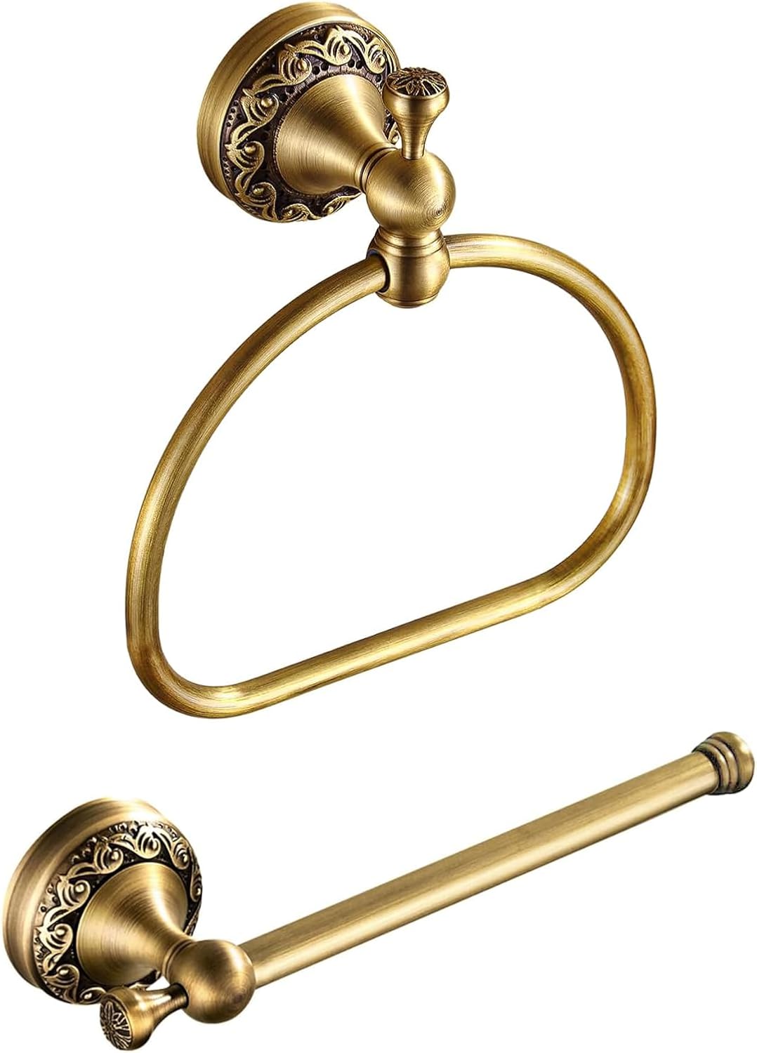 Antique Toilet Paper Holder Set with Towel Ring for Bathroom