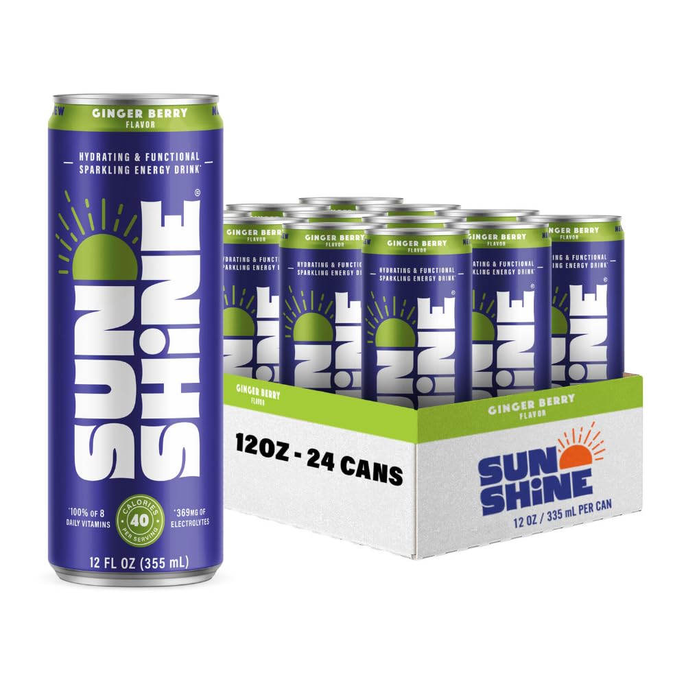Sunshine Sparkling Energy Drink with Ginger Berry Flavor
