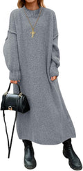 Womens Oversized Sweater Dress Mock Neck Maxi - Cozy Fall Staple soft