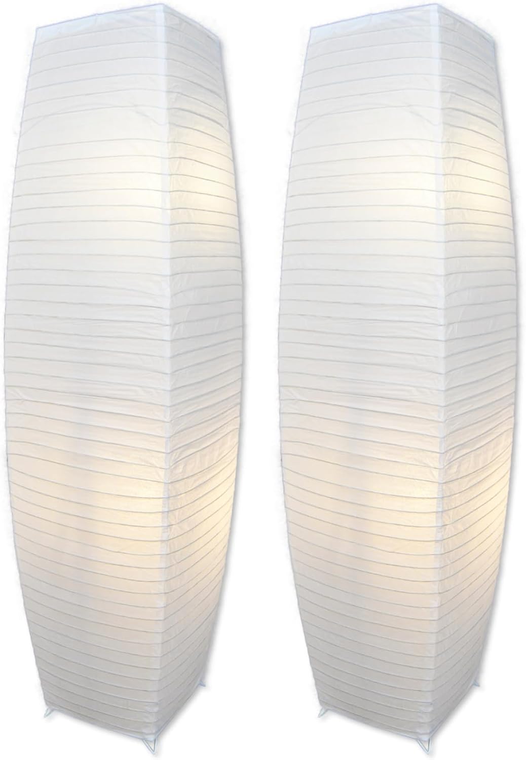 Elegant Rice Paper Floor Lamps for Living Room - 2-Pack Set