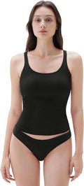SUUKSESS Women Padded Cotton Ribbed Long Tank Top - Comfortable Camis