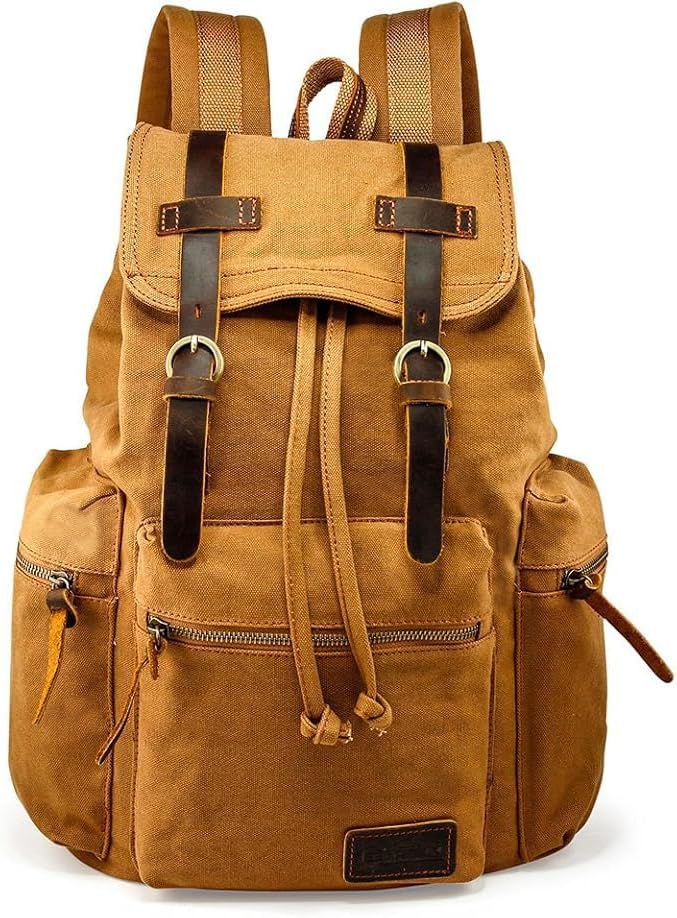 GEARONIC Vintage Canvas Backpack for Casual Travel and Hiking