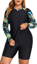 Plus Size Rash Guard Long Sleeve Two Piece Swim Set - UPF 50